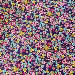 100% Cotton Poplin  - Passion Floral - Purple -Sold by Half Metre