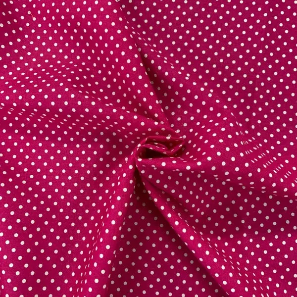 100% Cotton  - Rose and Hubble - Spot - Cerise - Sold by Half Metre