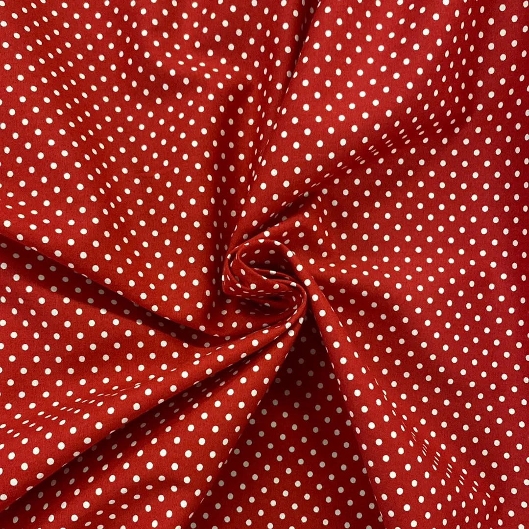 100% Cotton  - Rose and Hubble - Spot - Red - £6.50 Per Metre - Sold by Half Metre