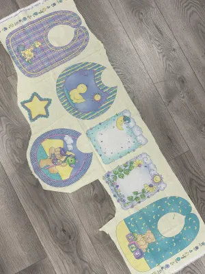 1/4 YD Quilting Cotton Panel Remnant Vintage- Baby Themed Appliques