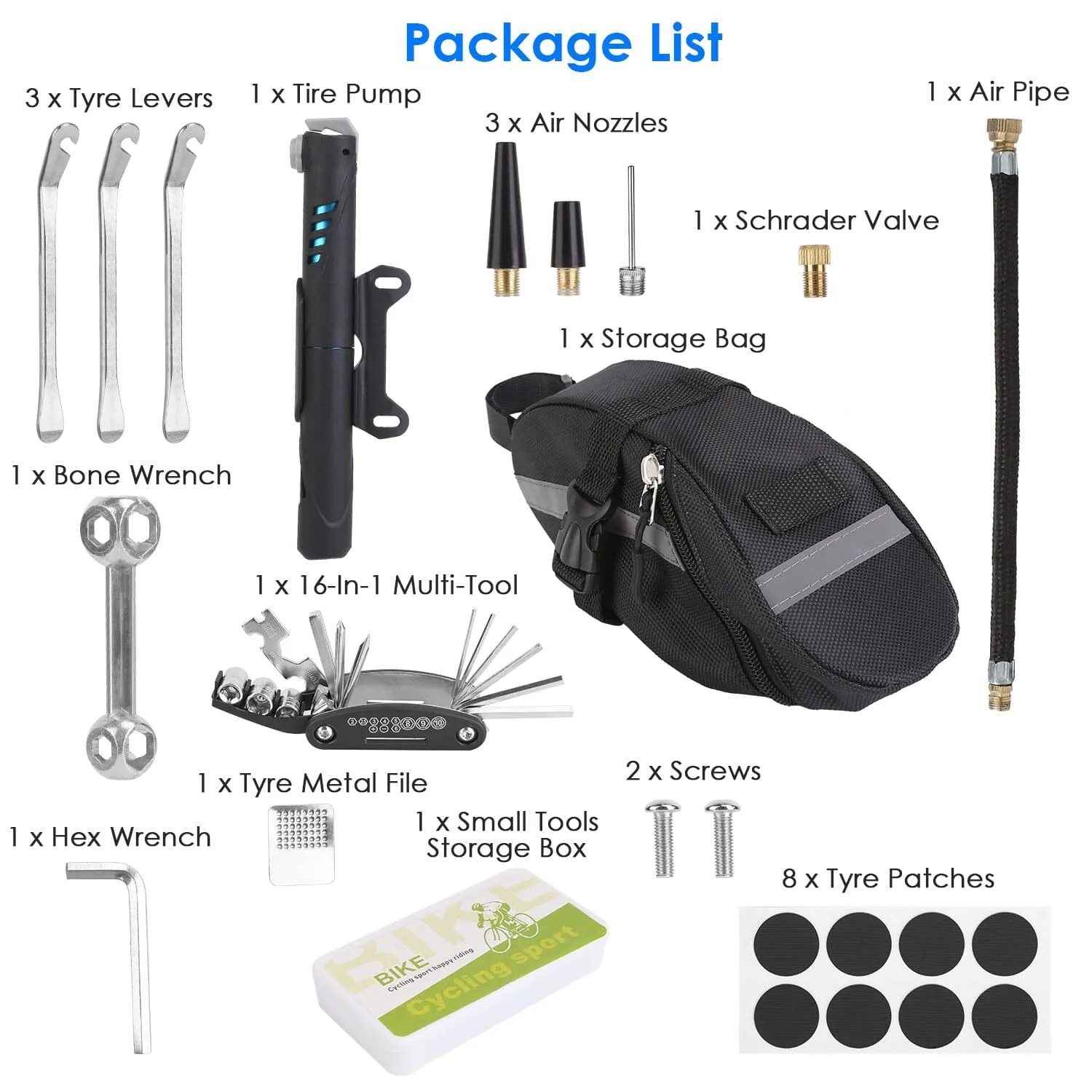 16-in-1 Bicycle Tire Repair Kit