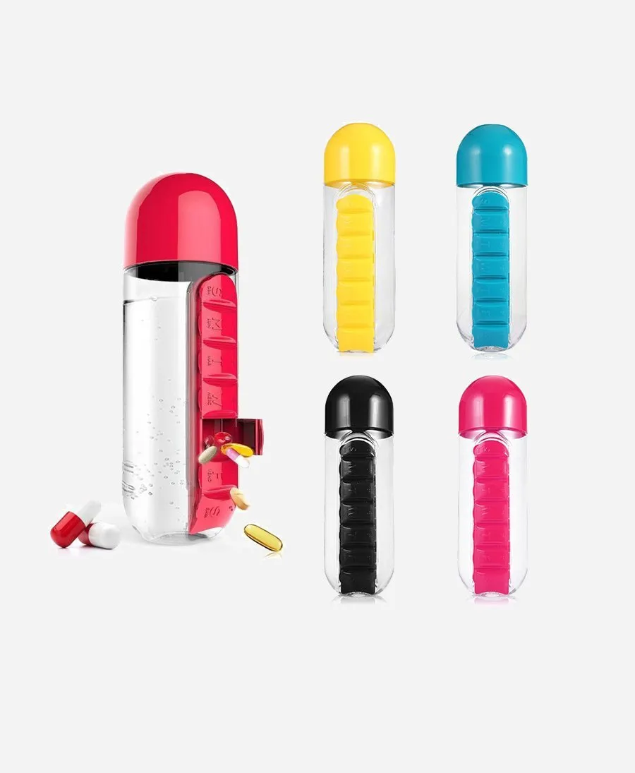 2-in1 Pill Organizer Water Bottle