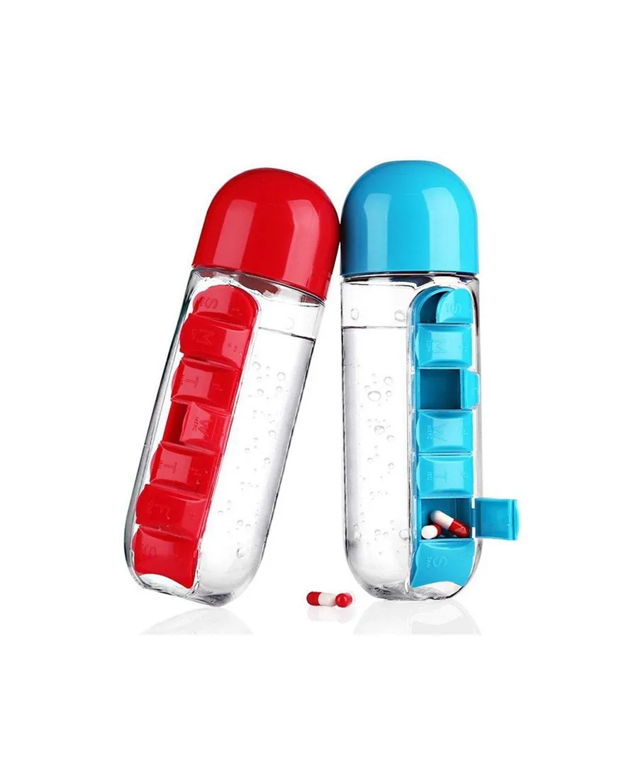 2-in1 Pill Organizer Water Bottle