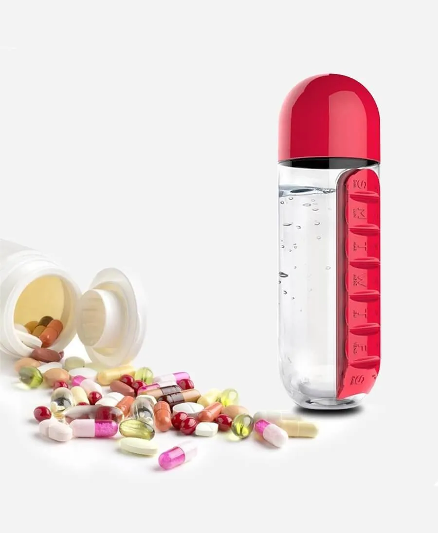 2-in1 Pill Organizer Water Bottle