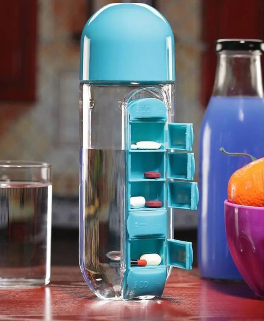 2-in1 Pill Organizer Water Bottle