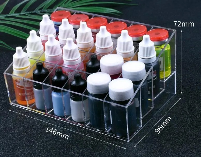 24 Grids Clear Plastic Pigment Bottle Box Organizer Storage Container