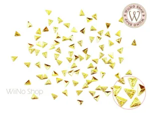 3 x 4mm Gold Textured Triangle Metal Studs - 25 pcs