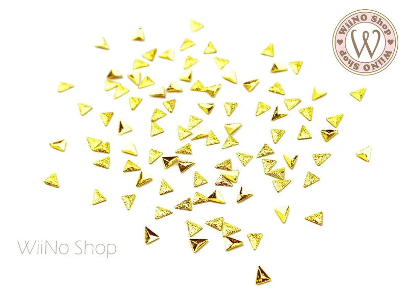 3 x 4mm Gold Textured Triangle Metal Studs - 25 pcs