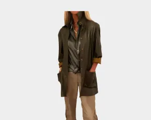 85 Kaitoke Green Vegan Leather Long Sleeve Jacket - The Park Avenue