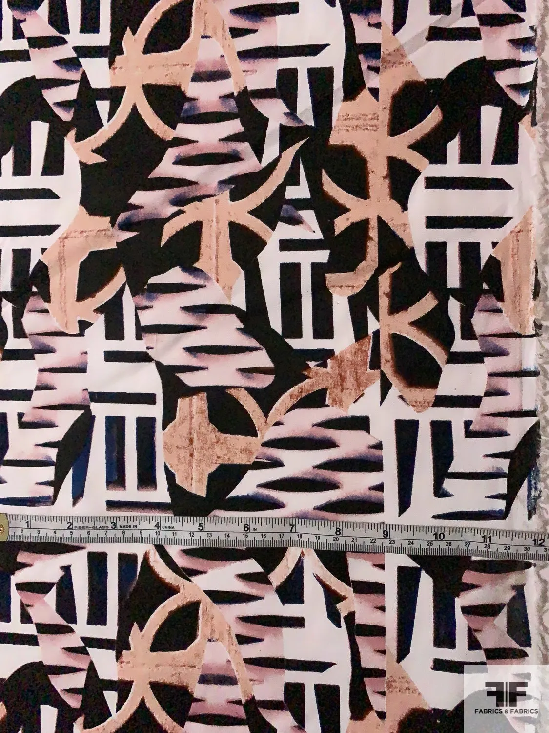 Abstract Collage Printed Cotton Poplin - Black / Blush / White / Pink / Purple