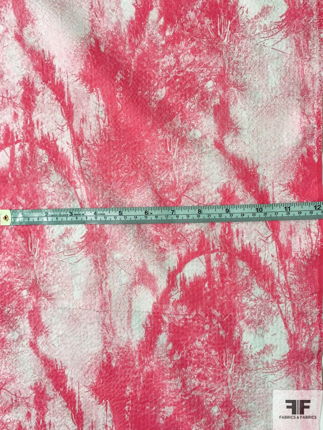 Abstract Hazy Landscape Printed Cotton Lawn - Rouge Pink / Off-White