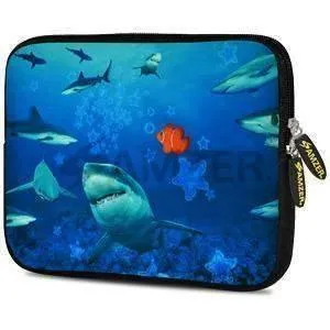 Amzer 7.75 Inch Neoprene iPad/Tablet Sleeve - Sharks Around