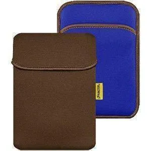 Amzer 8 inch Reversible Neoprene Vertical iPad/Tablet Sleeve with Pocket - Chocolate Brown- Teal Blue