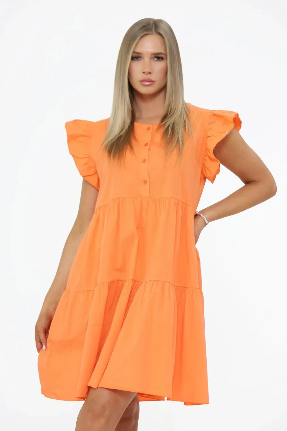 Anais Button Detailed Frill Dress