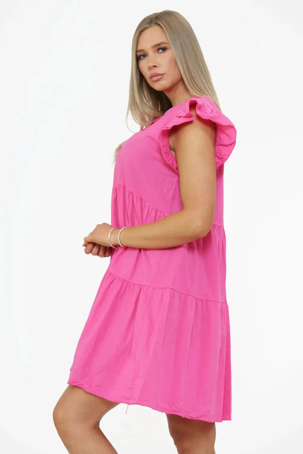 Anais Button Detailed Frill Dress