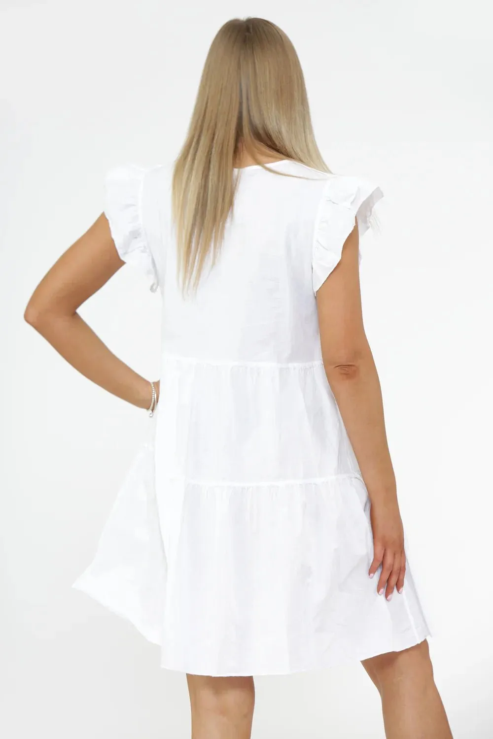 Anais Button Detailed Frill Dress