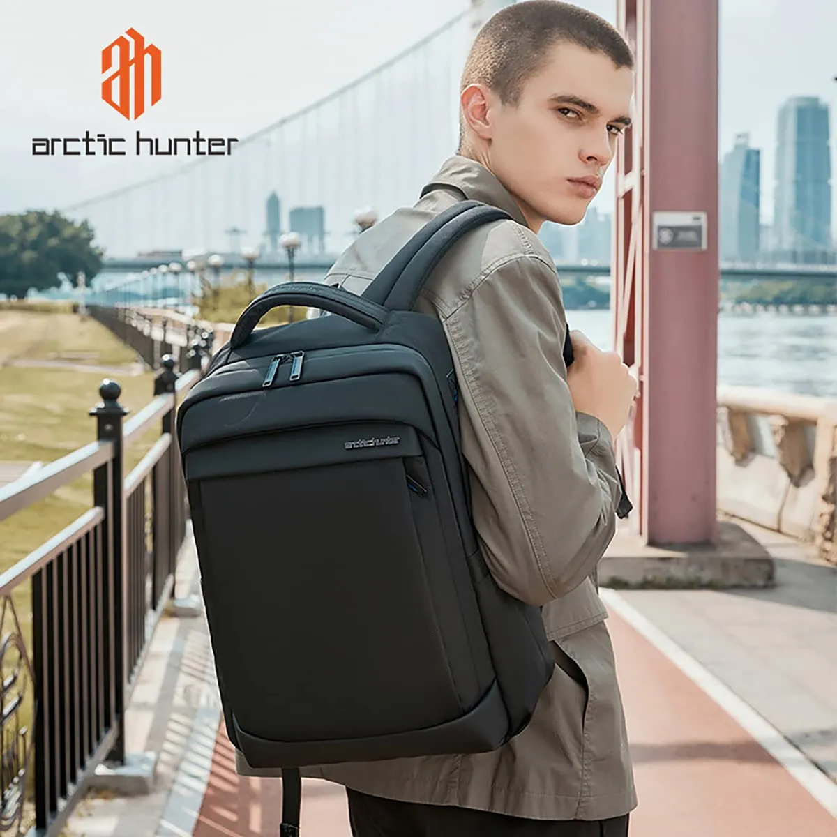 Arctic Hunter Slim Backpack Business Anti-Theft Laptop Bag for Men Lightweight Padded Backpack for 15.6-inch Laptop (AH-B00478 Laptop Bag-Black)