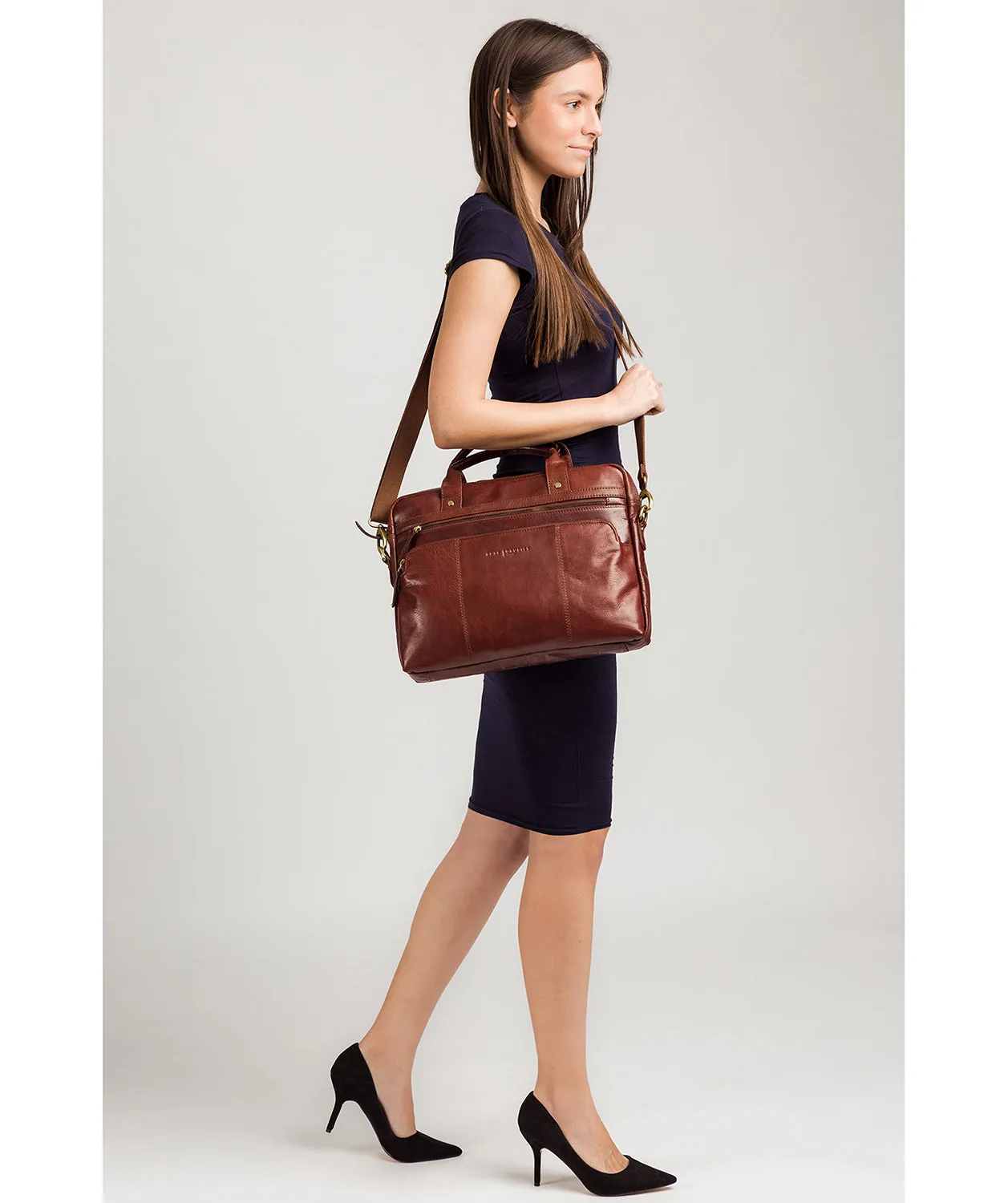 'Athenia' Chestnut Leather Workbag