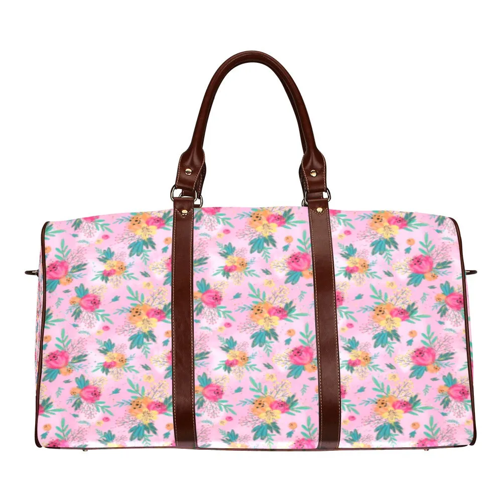 Australian Floral Pink Waterproof Travel Bag/Small (Model 1639)