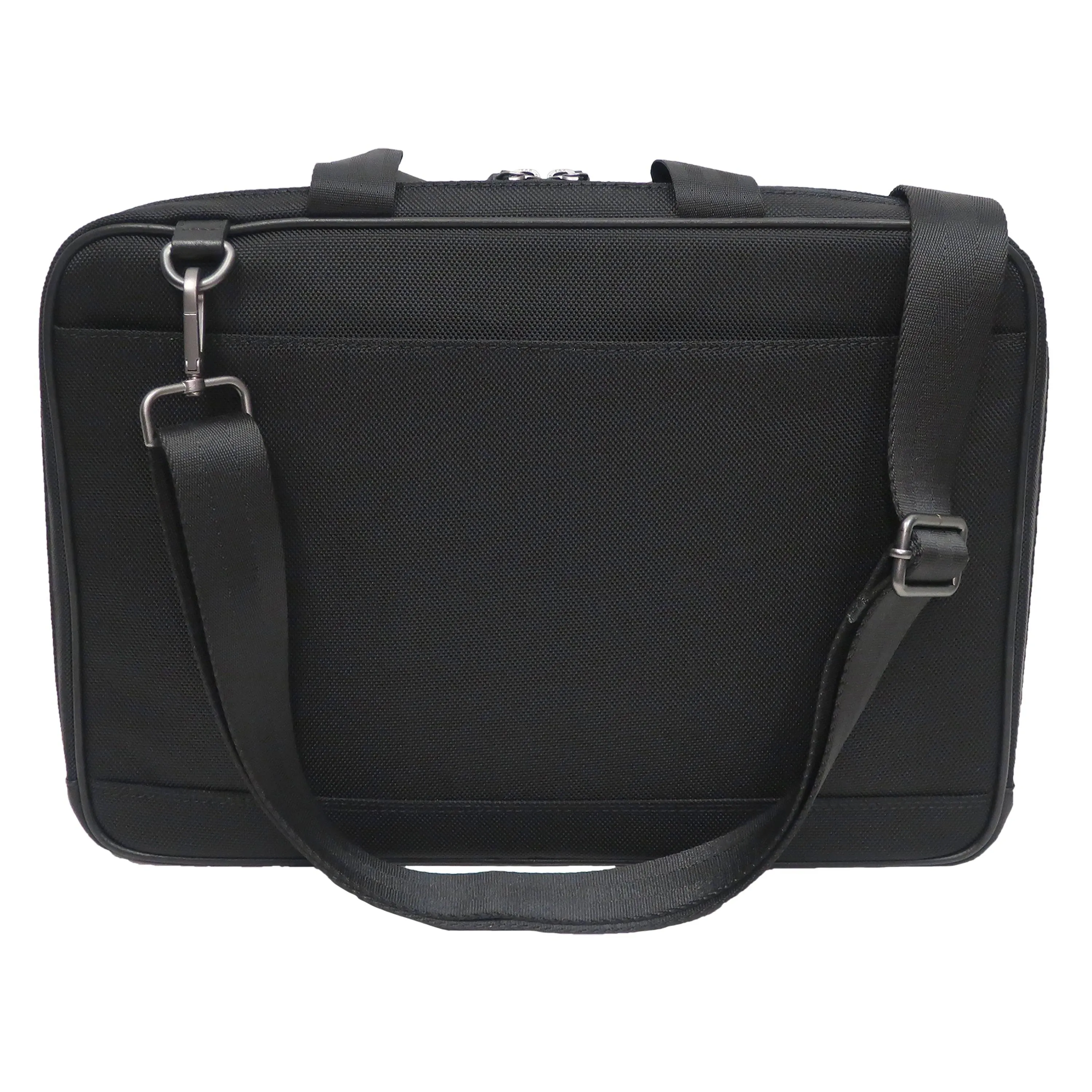 Ballistic Nylon Slim Briefcase With Nappa Leather Trim