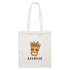 Birthday Hawaii Happy Tribal Mask Addname White Canvas Bag