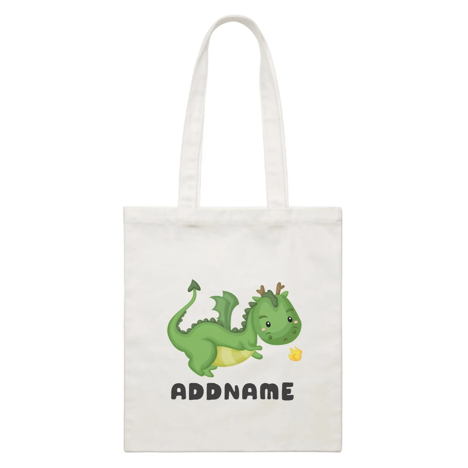 Birthday Royal Dragon Breathing Fire Addname White Canvas Bag