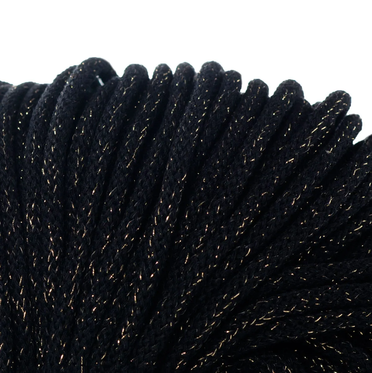 Black & gold thread Premium braided cotton cord 5mm