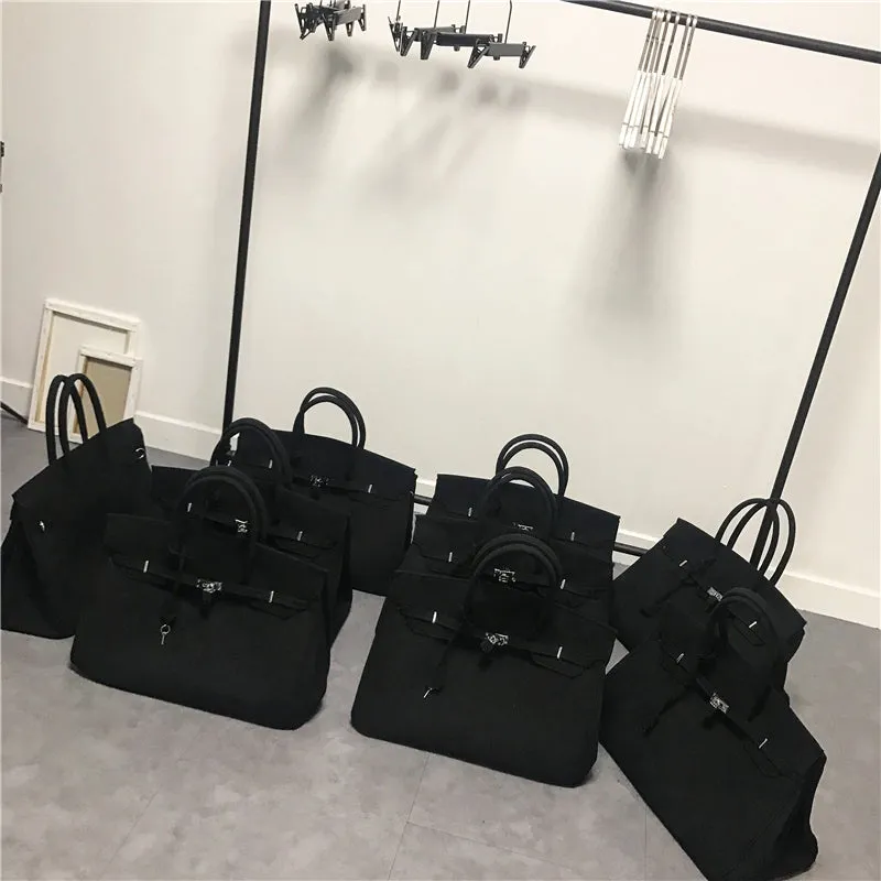 Black large-capacity canvas birkin inspired weekender travel bag