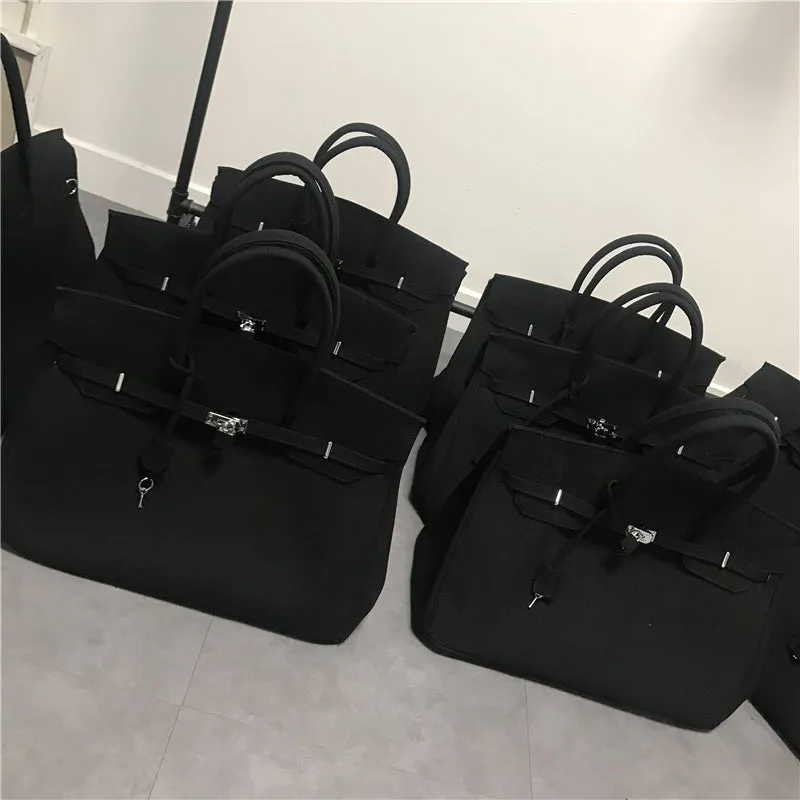 Black large-capacity canvas birkin inspired weekender travel bag