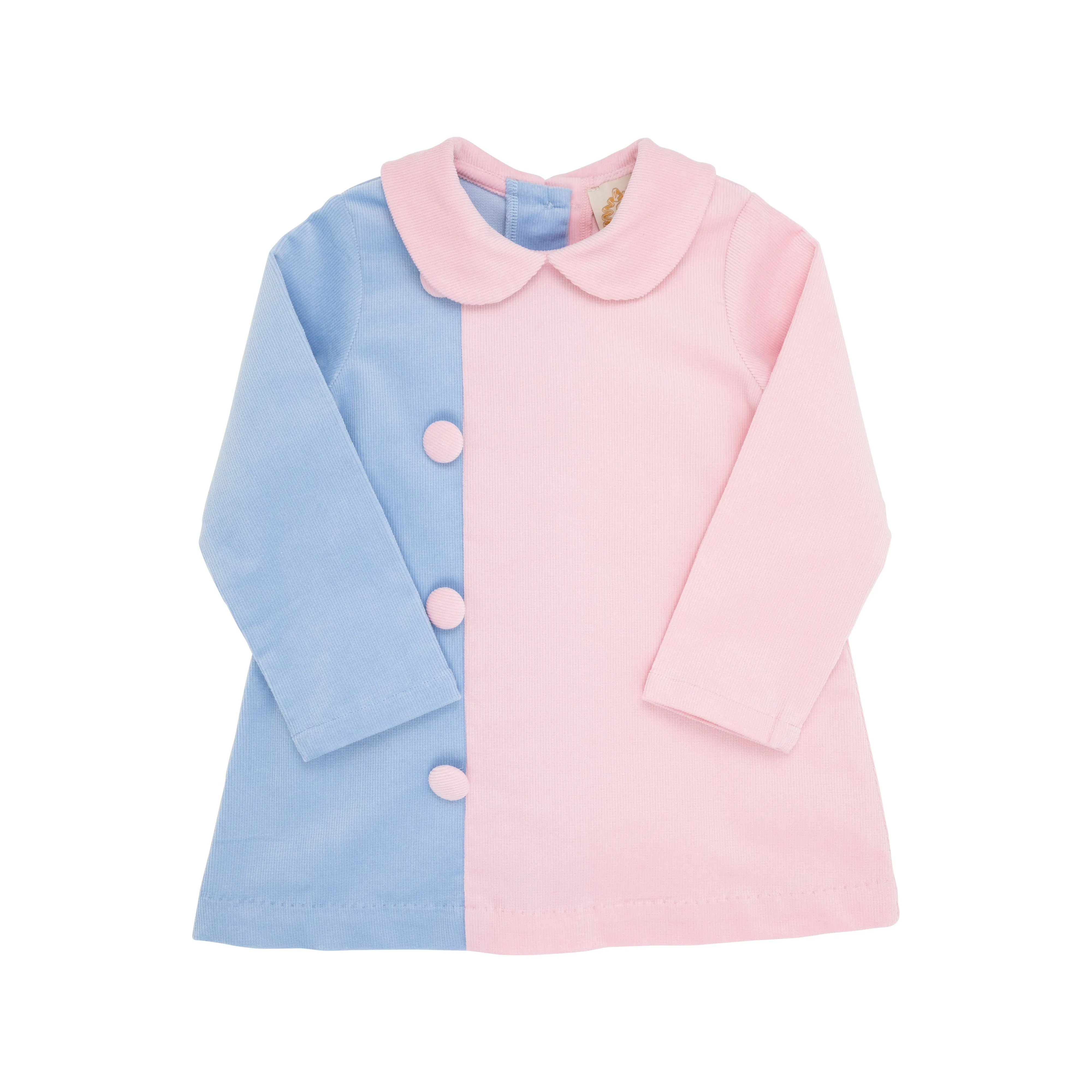 Blaire Button Dress (Corduroy) - Beale Street Blue & Palm Beach Pink