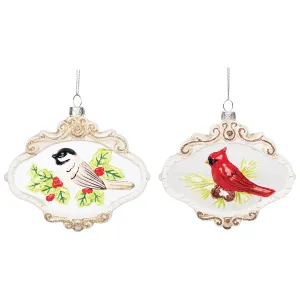 Blown Glass Vintage Bird Ornament, Asst. of 2