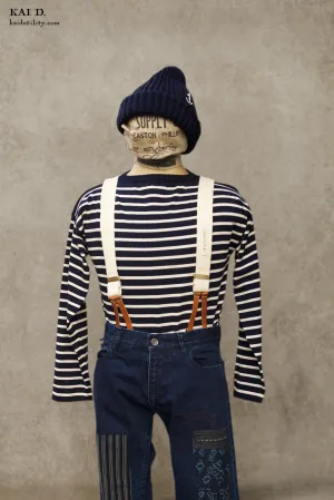 Boatsman Sweater - Marine/Off White - XS, L