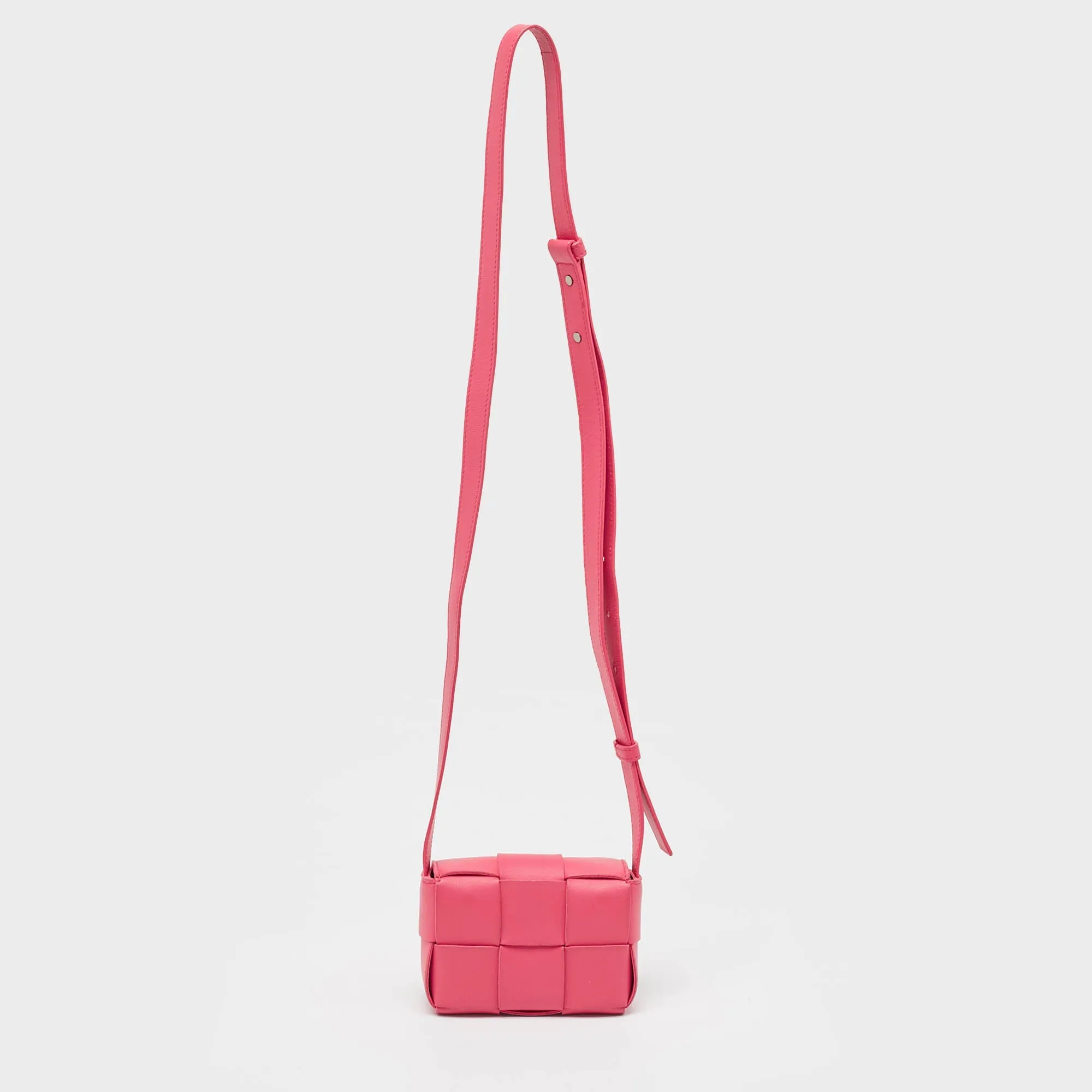 BOTTEGA VENETA Fuchsia Intreccio Leather Mini Cassette Crossbody Bag