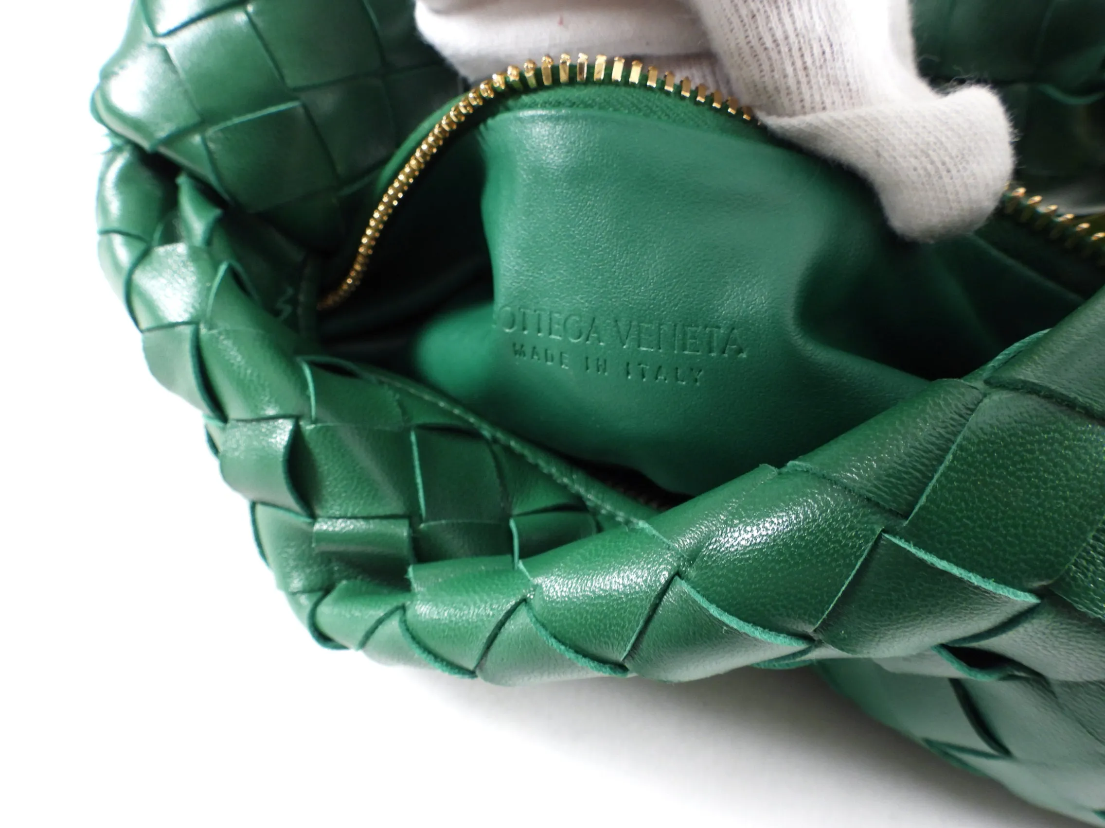 Bottega Veneta Mini Green Jodie Intrecciato Leather Hobo Bag