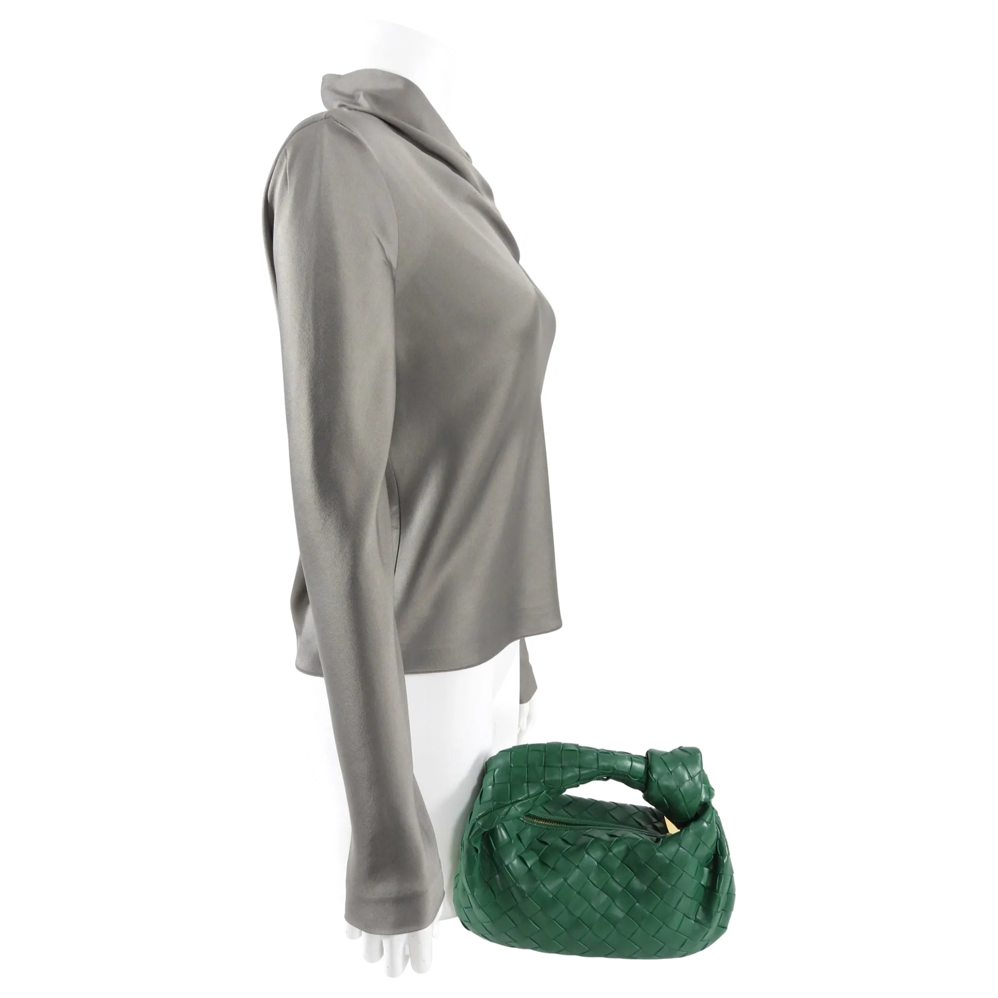 Bottega Veneta Mini Green Jodie Intrecciato Leather Hobo Bag