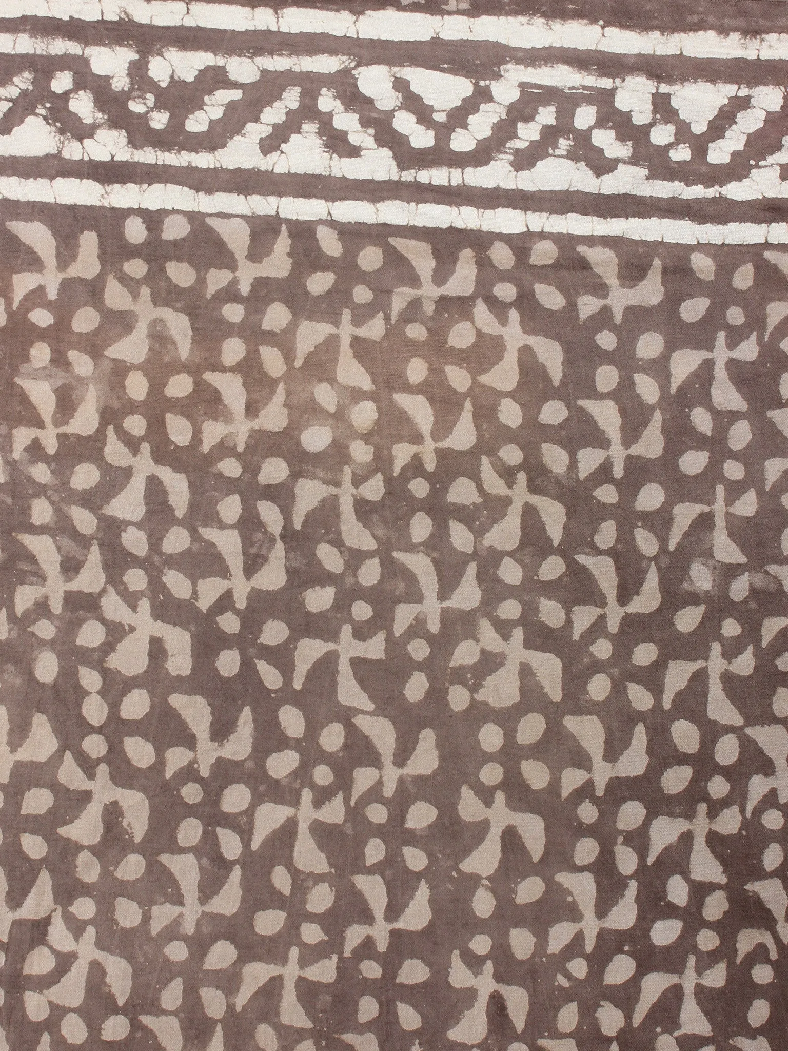 Brown Beige Ivory Hand Block Printed in Natural Colors Cotton Mul Saree - S03170631