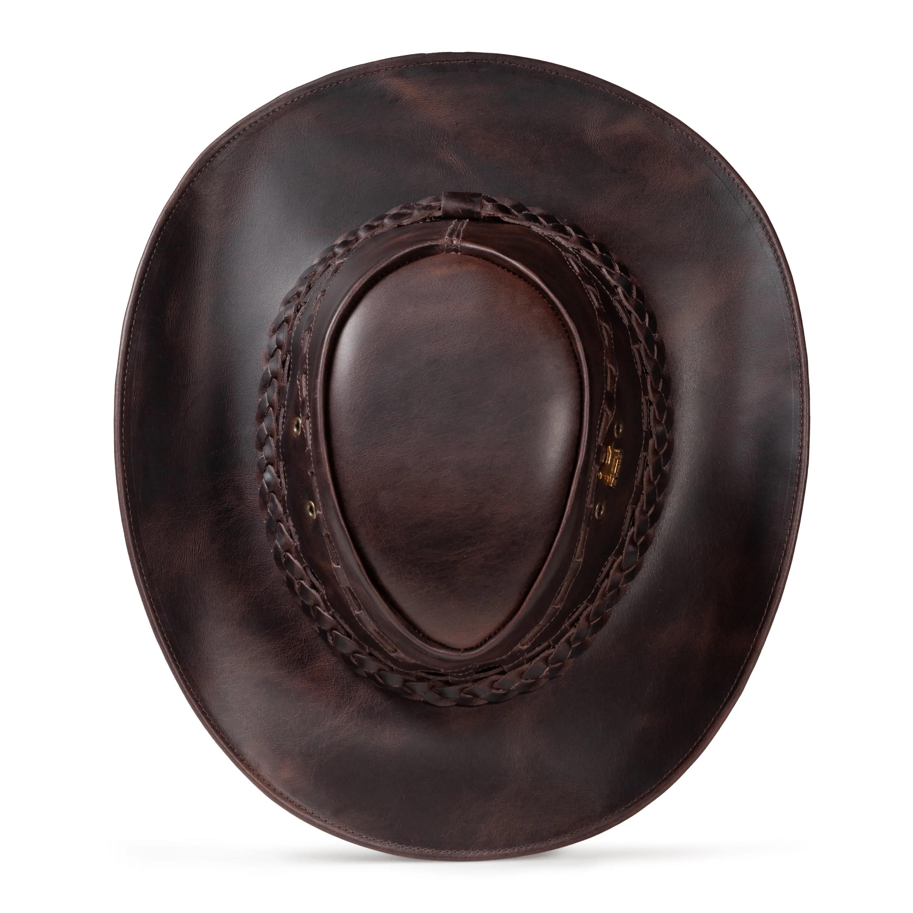 Brunello's Western Leather Hat in Tobacco Fossil