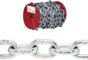 Campbell 072-5027 Proof Coil Chain, 3/16 in, 100 ft L, 30 Grade, Steel, Zinc :REEL: QUANTITY: 1