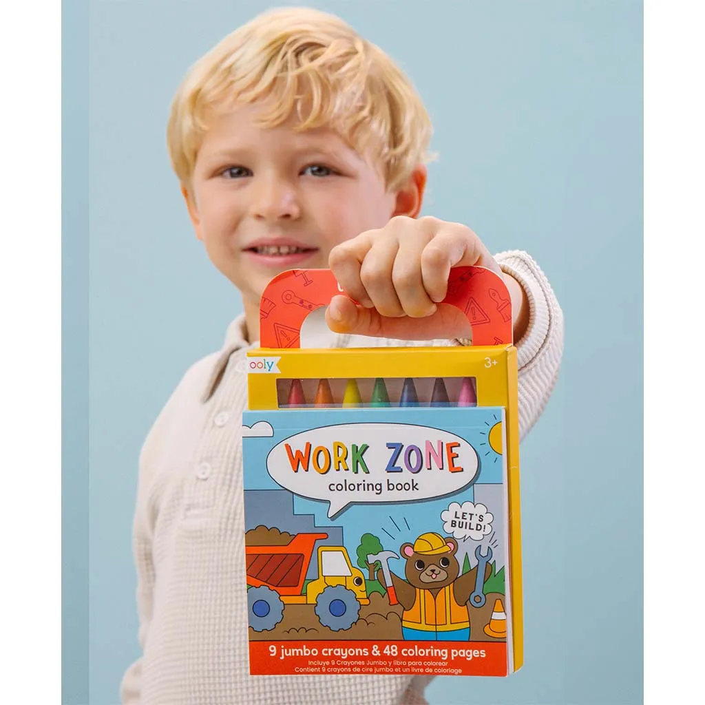 Carry Along Work Zone Coloring Book and Crayon Set