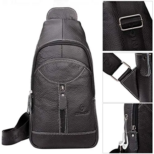 CHRElite™ Men's Leather Crossbody Sling Chest Bag - Shoulder Day Bag