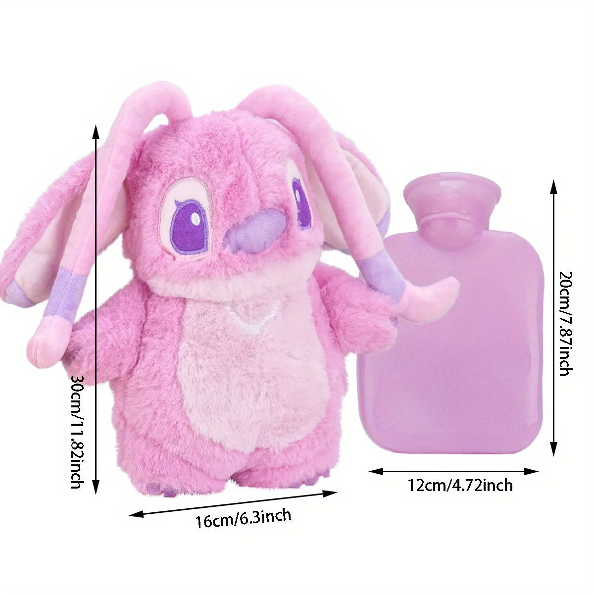 Christmas Halloween Gift Cute Kawaii Plush Angel Instant Water Injection Hot Water Bag by UME - Novelty Warm Rubber Hot Water Bottle with Soft Plush Toy Cover for Adults 14 