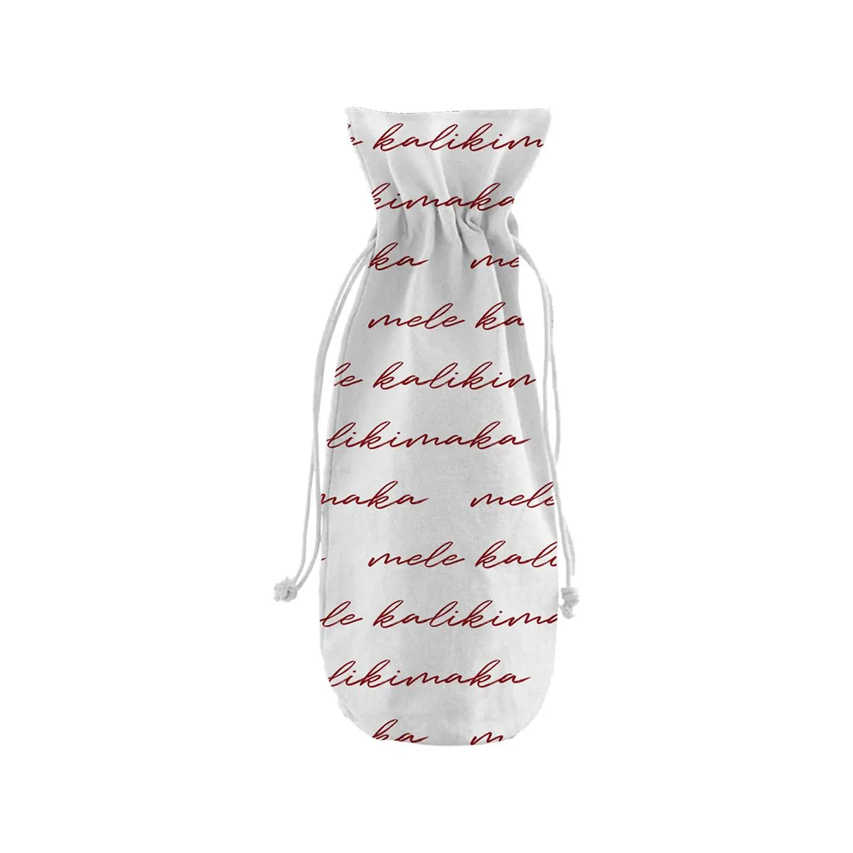 Cursive Mele Kalikimaka Wine Bottle Bag, White