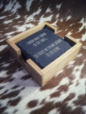 Custom Logo-Engraved Premium Square Slate Coasters