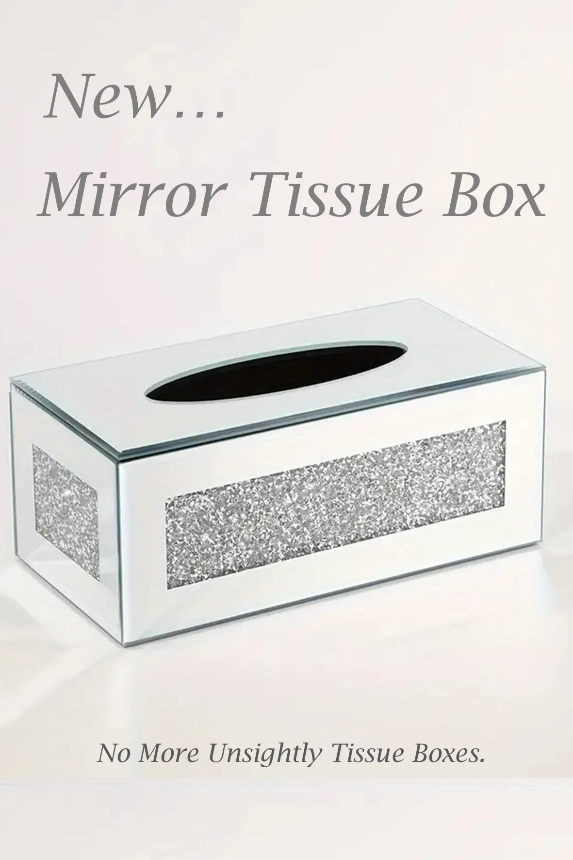 D0010 Mirror & Diamante Tissue Box