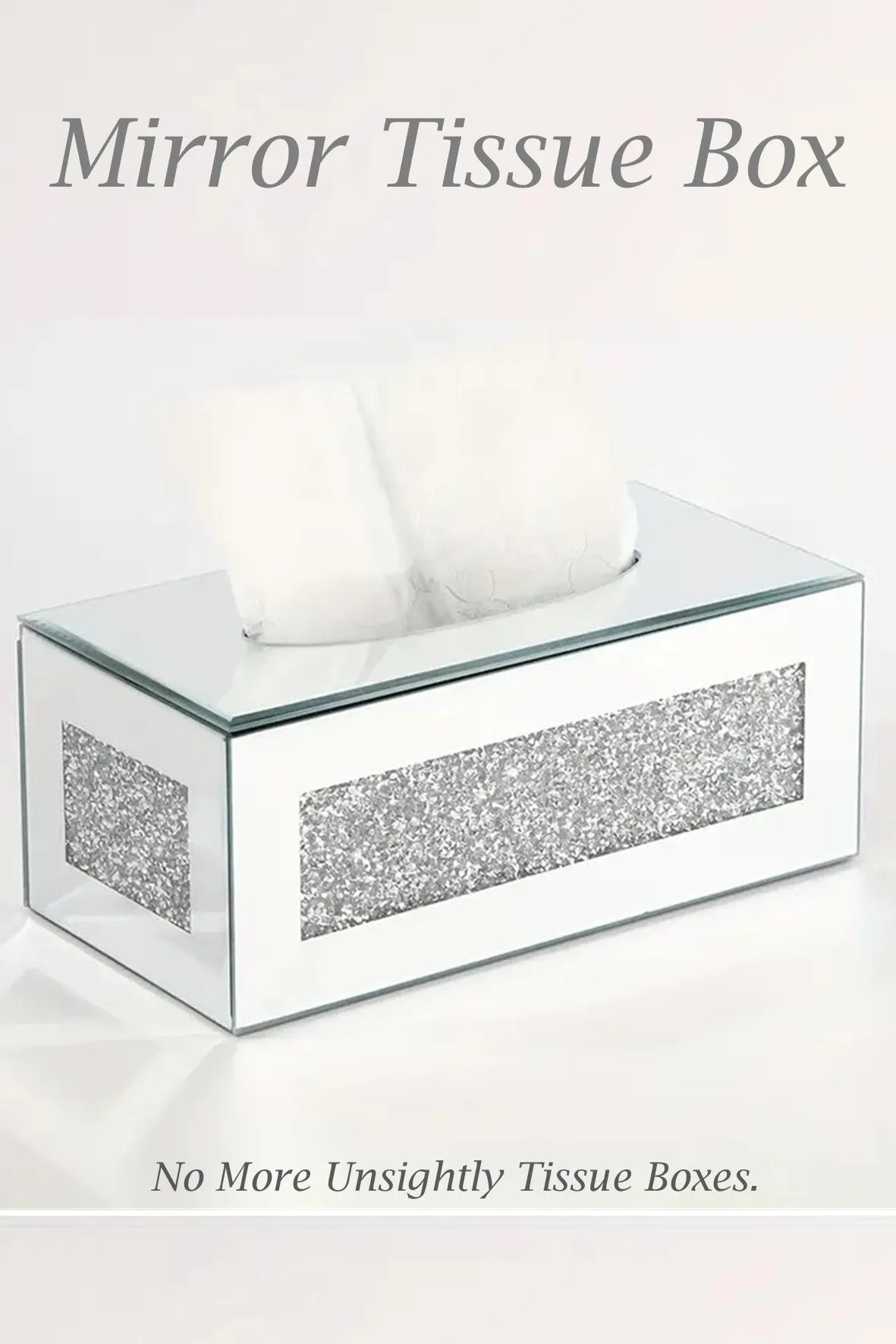 D0010 Mirror & Diamante Tissue Box