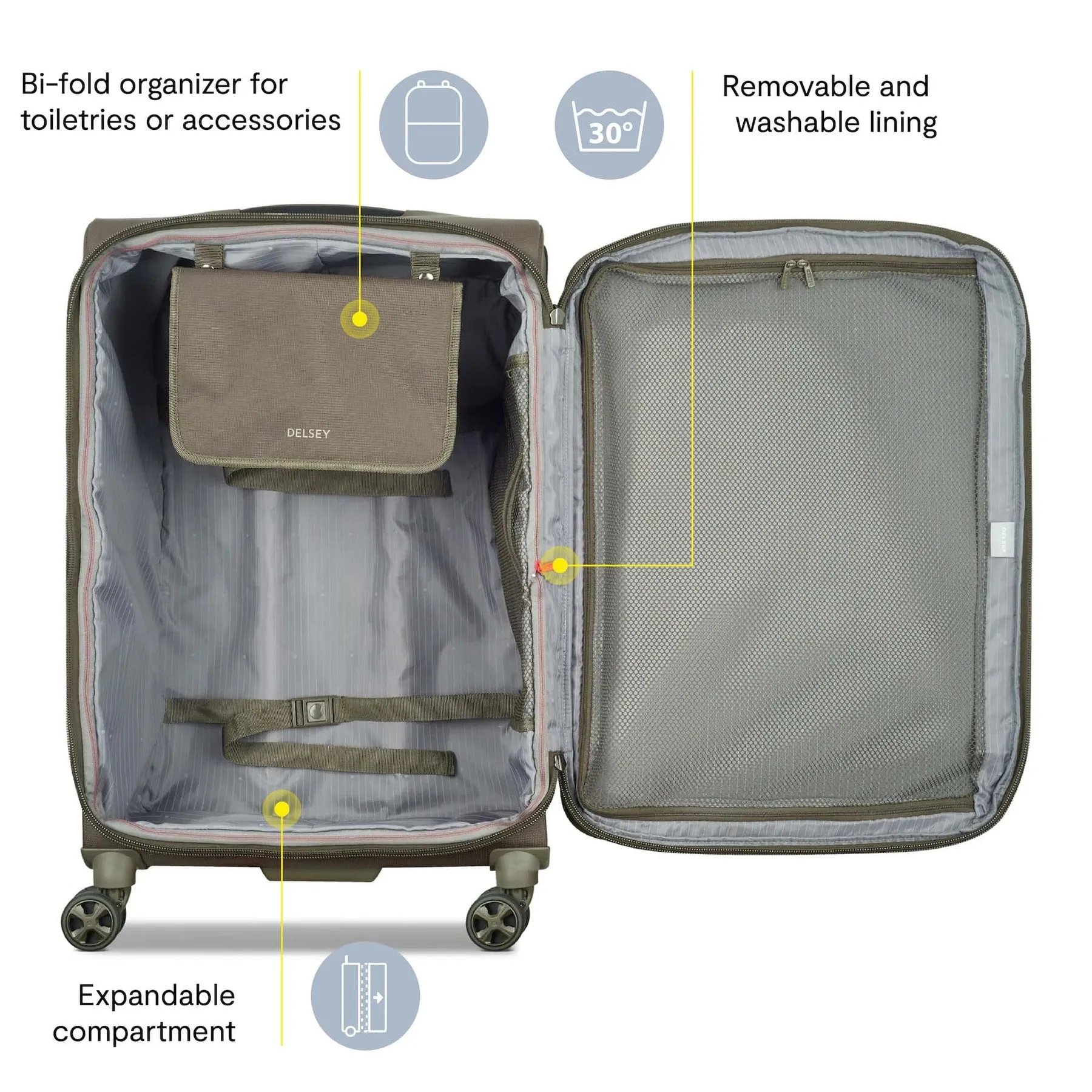 Delsey Helium DLX Medium Checked Expandable Spinner