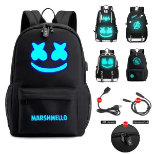 DJ Marshmallow Backpack school backpacks for teenagers boys Girls Student Bags USB multifunction travel Luminous Bag Laptop Pack