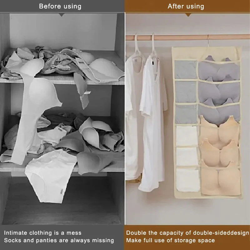 Dual Sided Wall Shelf Wardrobe Storage Bags