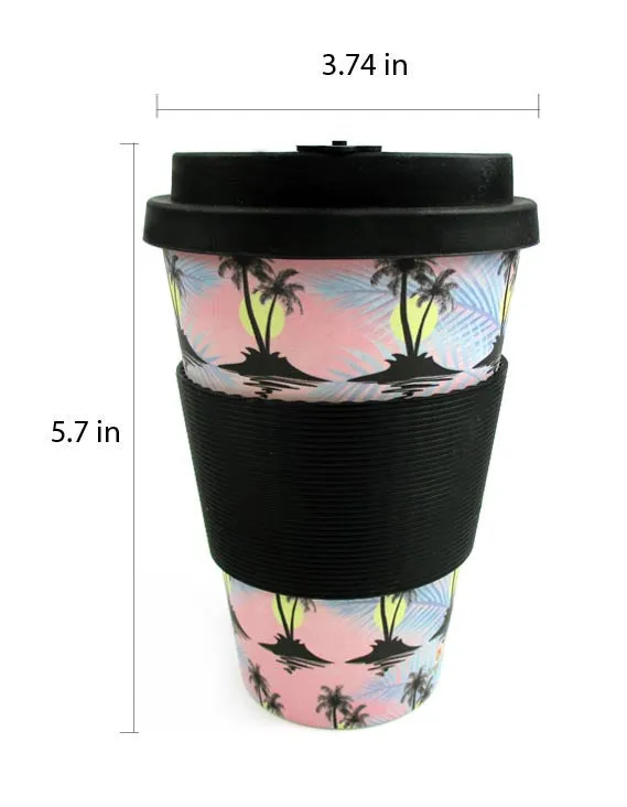 Eco-Friendly Reusable Plant Fiber Travel Mug with Cool Island Design