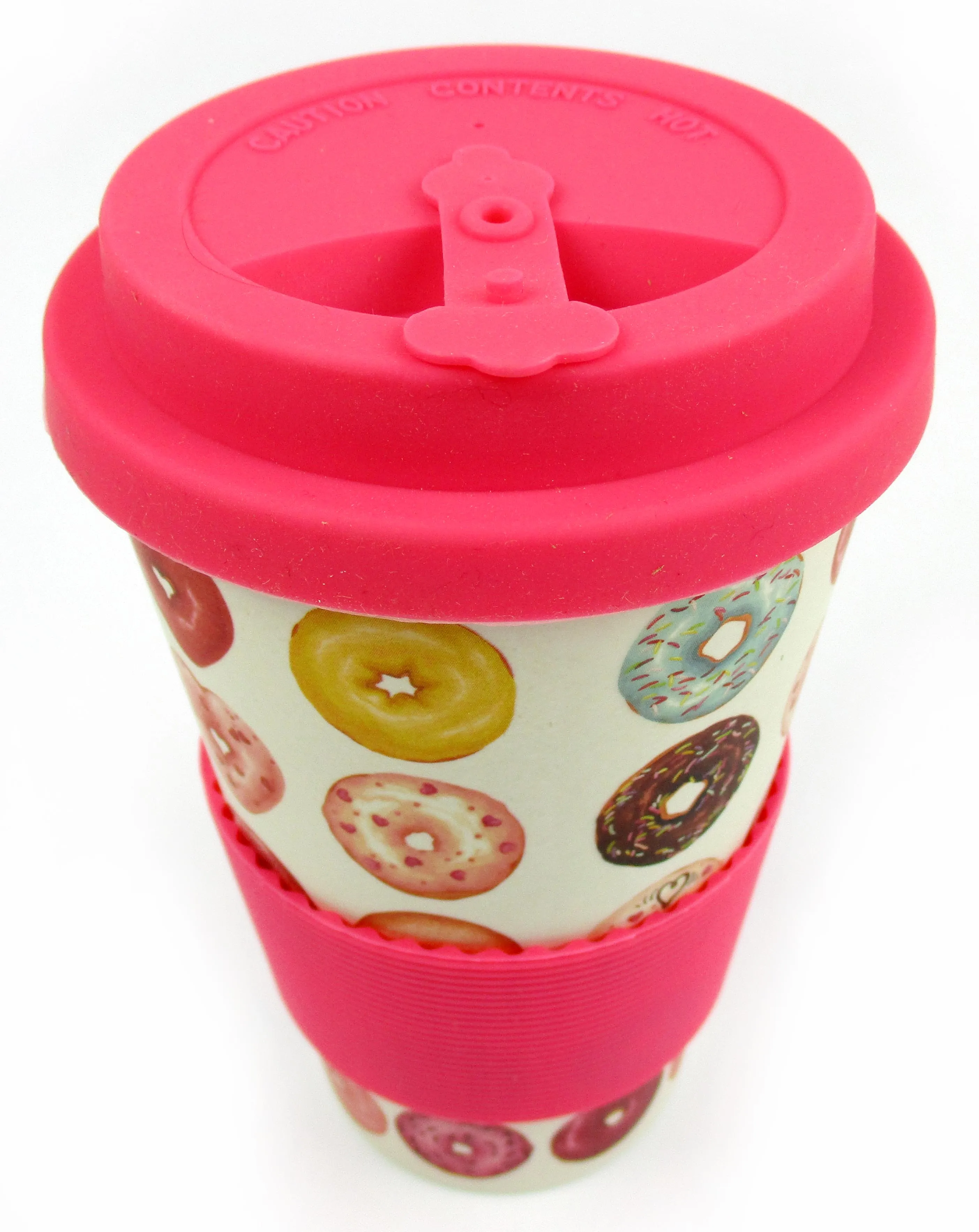 Eco-Friendly Reusable Plant Fiber Travel Mug with Donuts Design